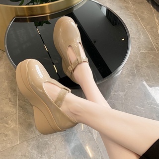 Small leather shoes women s summer thin section high-heeled shoes British style 2021 new slope with platform platform Mary Jane shoes