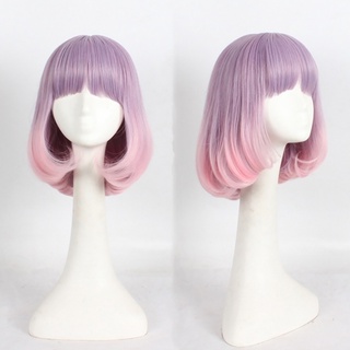ankaina anime cosplay peluca rizada resistente al calor decorativa forma pera rosa peluca para niña