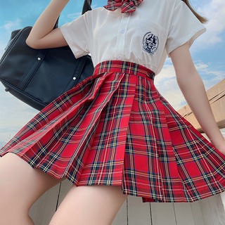 Venta Directa De Fábrica Precionuevo Rojo Gótico Plisado Faldas Mujeres Japonesas Uniforme De La Escuela De Cintura Alta Sexy Lindo Mini Esquí A Cuadros (1)