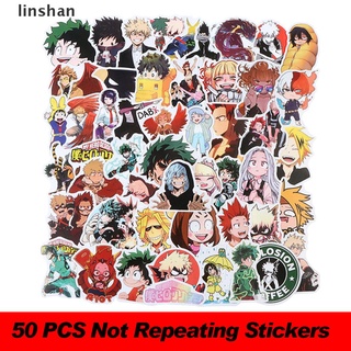 [linshan] 50pcs New Anime My Hero academia Stickers Decals Guitar Motor Skateboard Laptop [HOT]
