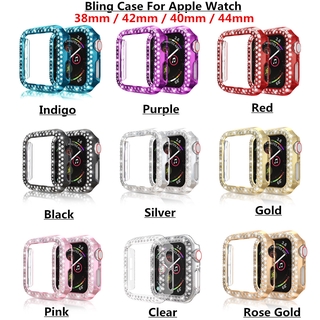 Doble Diamante Crudo Duro PC Reloj Caso Para Apple Watch 38 mm 40 42 44 Cubierta Serie 5 4 3 2 1 Para iWatch 38 40 42 Colorido Proteger Carcasa