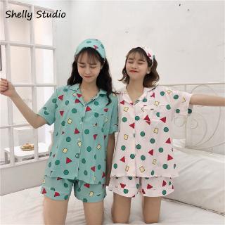 Crayon Shin Chan algodón precioso pijamas de manga corta dos piezas conjunto de ropa de dormir
