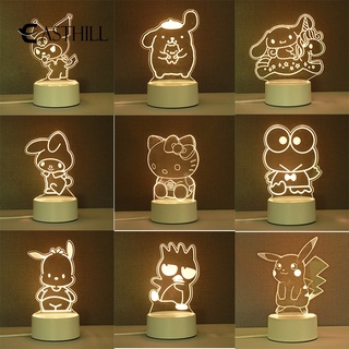 EASTHILL Kawaii 3D Estéreo Luz Nocturna Cinnamoroll My Melody Kuromi Sanrio Kitty Pikachu Lindo Muñeca Anime Figura Juguetes De Regalo Para Niños (1)