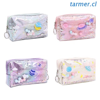 TAR2 Lovely Large Quicksand Planet Pencil Case Leather Pen Box Makeup Bag Girls Gift
