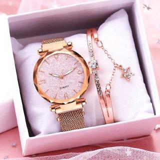 [reloj+pulsera] reloj de pulsera con hebilla magnética para mujer jam tangan wanita