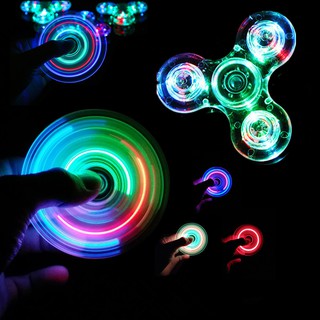 Luz LED Fidget Spinner mano superior Spinners brillan Figet Spiner alivio del estrés adulto niños juguetes