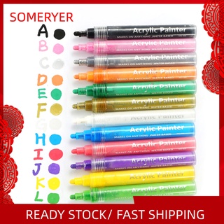 Someryer rotulador de Pintura Permanente Para dibujo de 12 colores/impermeable/Acrílico