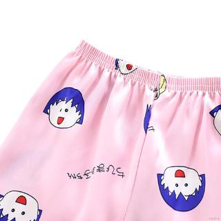 Ruiaike verano bebé niños niñas seda satén pijamas conjunto de dibujos animados de manga corta blusa Tops +pantalones cortos 2pcs ropa de dormir (8)
