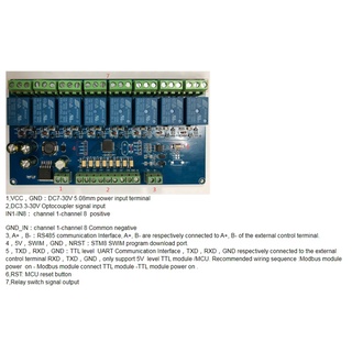 7-30V bus-Rtu ule relé de 8 canales para RS485 TTL UART relé ule interruptor de la junta de 8 vías de salida de entrada para Arduino (6)