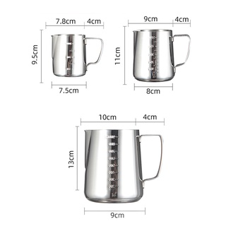 jarra de leche espumante de acero inoxidable espumador de leche taza medidas en el lado para latte art espresso máquinas cappuccino (7)