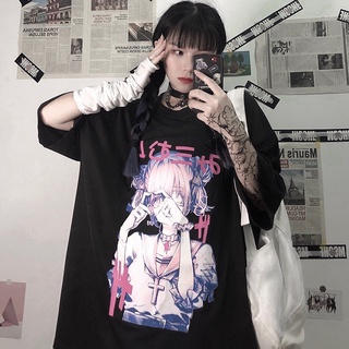 [COD&Ready stock] tshirt for women Gothic T-shirt Harajuku tops female print summer kpop anime fashion T-shirt Plus Size (3)