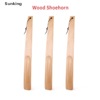 [Sunking] 38 cm de mango largo cuernos de zapato Unisex madera cuerno forma de cuchara zapatero Flexible