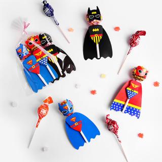30pcs Superman Batman Dibujo Animado Candy Lollipop Holder Tarjetas De Decoración Para Niños Fiesta De Cumpleaños Caramelo (1)