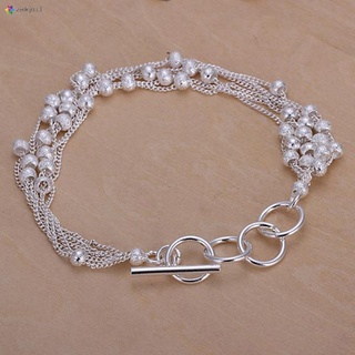 nueva joyería de moda de plata de ley 925 seis alambre mate cuentas cadena pulsera para unisex hombre mujeres regalo (1)