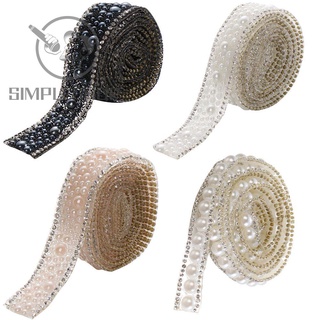 Simple 4 piezas de ropa caliente Fix diamantes de imitación colorido recorte cristal bandas apliques DIY ropa accesorios hierro en vestido de novia perla cadena