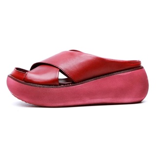 Sandalias de rebote zapatillas de cruz correa Vintage antideslizante cuero de la PU para las mujeres de verano