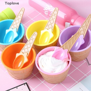 [toplove] bebé tazón de alimentación de plástico helado cuenco de los niños vajilla de color caramelo tazón. (8)
