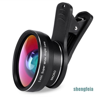 [shengfeia] super gran angular 0.45x y 15x macro lente clip-on para iphone cámara universal (1)