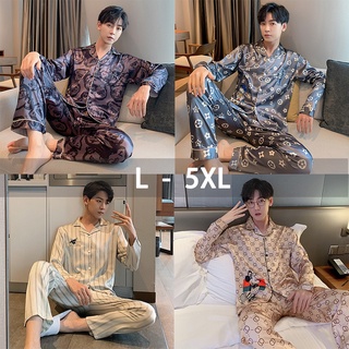 L-5xl más el tamaño baju tidur: satén de los hombres pijama ropa de dormir cómodo pijama casual conjunto de [tidur] pijamas de manga larga baju tido perempuan