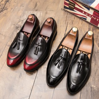 Los hombres zapatos de cuero estilo borla Slip-On mocasines Formal Oxford zapatos