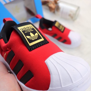 【Ready Stock】 adidas superstar slip on zapatos rojos para niños zapatos para niños pequeños zapatillas de deporte (6)
