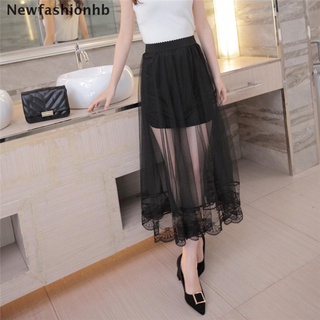 (newfashionhb) faldas de tul mujeres moda elástica cintura alta larga malla plisada falda tutú falda en venta