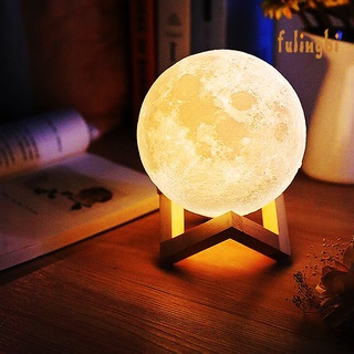 flb simulación 3d impresión luna interruptor led luz de noche mesita de noche lámpara de regalo