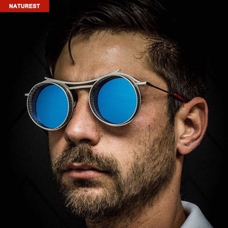 2022 new fashion retro round steampunk sunglasses for men 2021 new metal frame sunglasses color glasses naturest_cl
