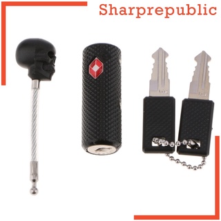 [SHARPREPUBLIC] Cerradura de llave de equipaje de seguridad aprobada por TSA con cabeza de calavera para viajes, color negro