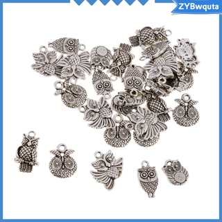 Charms 30Pcs surtido de plata antigua búho encantos colgantes medallones mezcla bricolaje joyería