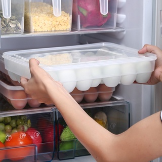 Ho de una sola capa 34 rejilla refrigerador huevo titular caja de almacenamiento de alimentos ahorradores de espacio bandeja de huevo contenedor estante organizador hogar (7)