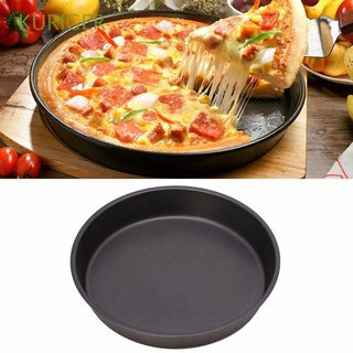 kuriger home pan bandeja de cocina utensilios de cocina pizza pan de acero al carbono redondo herramienta de hornear molde antiadherente antiadherente placa de pizza/multicolor