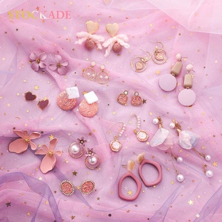 stockade nueva moda rosa flor pendientes dulce lindo lentejuelas corazón borla gota pendientes coreano simple geométrico joyería regalo mujeres niña simulada perla