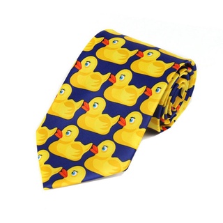 Stym hombres mujeres divertido pato amarillo impreso corbata imitación seda Cosplay fiesta de negocios traje lazos ropa de cuello mostrar accesorios de boda (5)