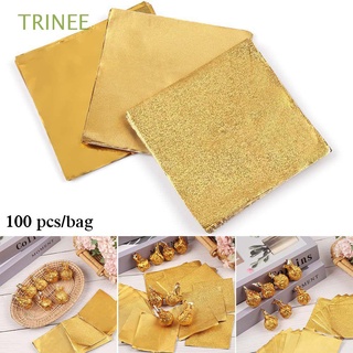 TRINEE 100 pcs Metal Embossing Package Paper Sewing Wrapping Paper Aluminum Foil Candy Gilded Wedding Party Supplies Baking Decoration Tin Food Candy Chocolate