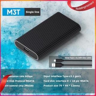 (RotatingMoment) Blueendless M3T USB Type-C adaptador SSD caja MSATA estado sólido unidad caso