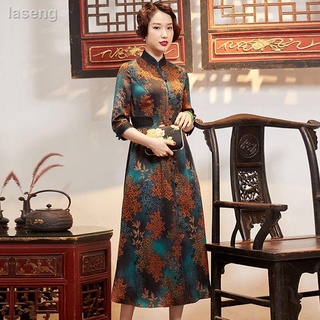 Estilo chino aumentar cheongsam mujeres verano 2021 nuevo estilo chino retro Chamarra larga vestido Tang
