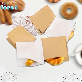 fore 100pcs portátil a prueba de aceite papel de cocina donut embalaje pan embalaje nueva panadería kraft galletas bolsa de alimentos color sólido/multicolor