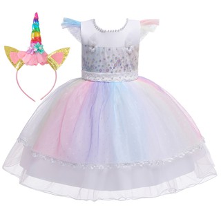 Vestido de niña de unicornio pequeño Pony princesa vestido Pakaian kanak-kanak Halloween Cosplay disfraz de niños vestidos (7)