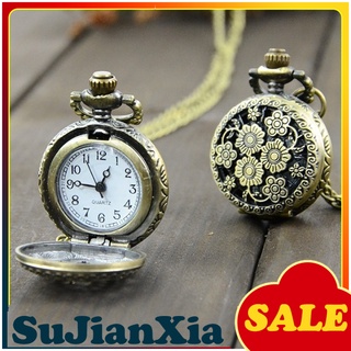 sujianxia retro vintage steampunk collar de cuarzo tallado colgante cadena reloj de bolsillo