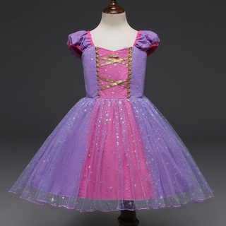 Navidad nuevo vestido de princesa de pelo largo para niños vestido de princesa púrpura vestido de princesa sofía