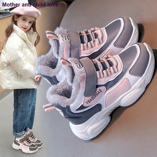 Zapatos De algodón Para niña otoño/invierno 2021 nuevos niños zapatos deportivos plus De terciopelo caliente Grande De cuero agua