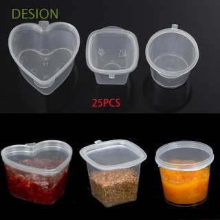 desion 25pcs pequeños recipientes de alimentos plástico salsa taza pigmento pintura caja bisagra tapas desechables reutilizables para llevar paleta