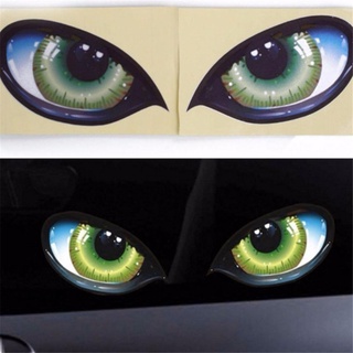 2 unids/par 3d eyes car pegatinas 3d vinilo adhesivo cabeza de coche motor cubierta espejo retrovisor ventanas decoración (1)