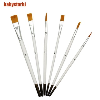 [babystarbi] juego de 6 pinceles de nailon de madera blanca, diseño de gouache, bolígrafo de acuarela y cepillos de aceite