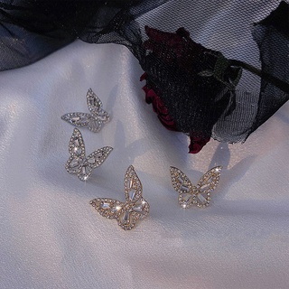 S925Aguja de Plata nuevo2020Elegante estilo coreano hermosa mariposa tachuelas elegante personalidad incrustada en diamantes aros femeninos en línea Influencer (1)
