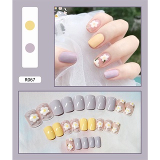 24pcs Hit Color Uñas Postizas 40 Estilos Lindo Estilo Verano Falsas Jalea Dedo Manicura Decoración De Con Pegamento (6)