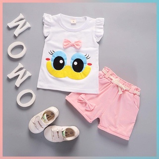 Children hoodie girls clothes short-sleeved cotton two-piece Summer Casual Set