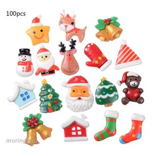 CHARMS Jojo 100 botones de navidad Flatback de dibujos animados de Santa Claus árbol de navidad adornos de resina de limo encantos para manualidades manualidades Scrapbooking decoraciones de teléfono (1)