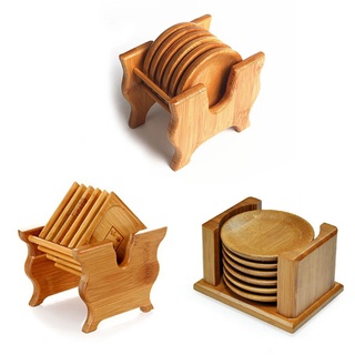 6 tazas de café de bambú posavasos de aislamiento térmico esteras de placa de la taza mantel individual